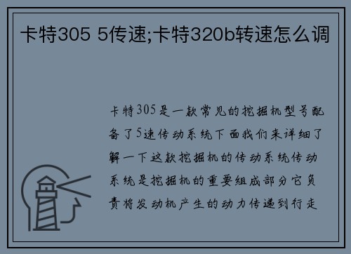 卡特305 5传速;卡特320b转速怎么调