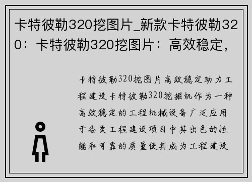 卡特彼勒320挖图片_新款卡特彼勒320：卡特彼勒320挖图片：高效稳定，助力工程建设